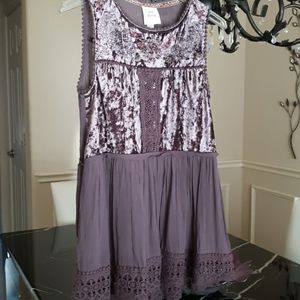 NWOT KNOX ROSE Purple Crochet Velvet Top